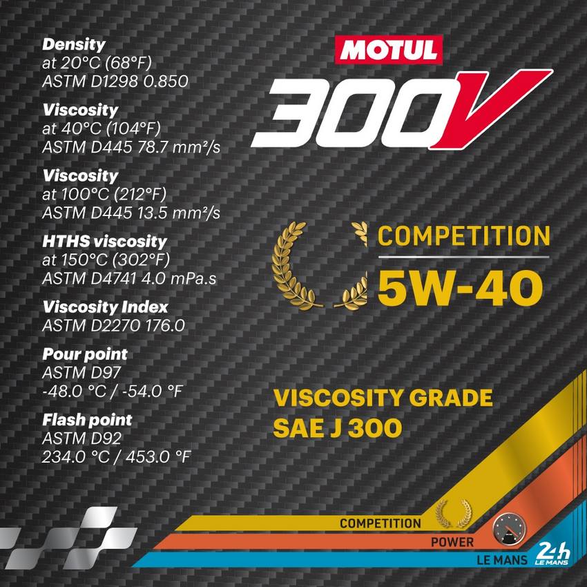 MOTUL 300V COMPETITION 5W-40 2L (2.11 qt.)
